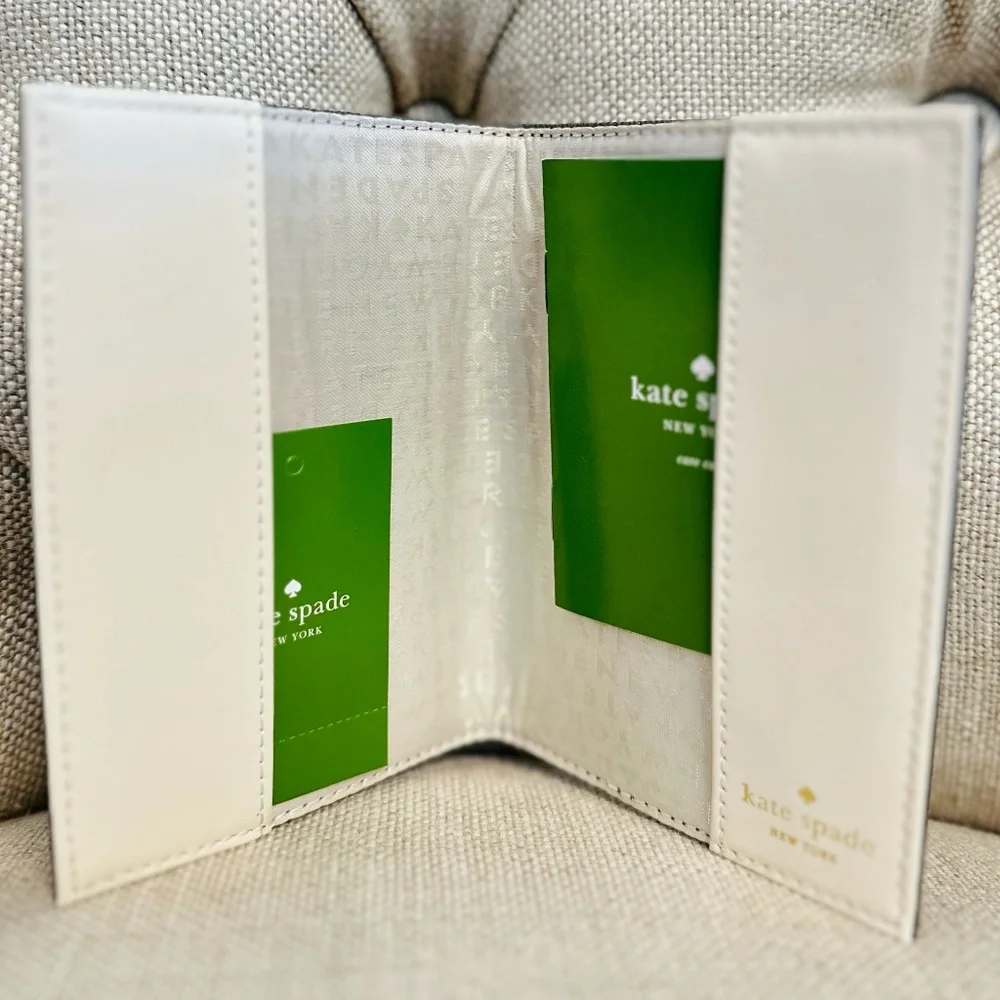 NEW Kate Spade Mikas Pond Slim Passport Holder Case WLRU1811 Leather Cliff Grey